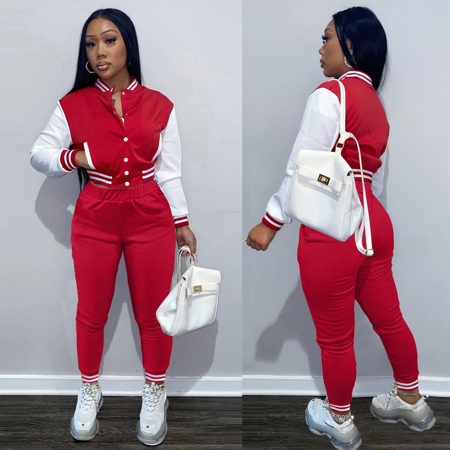 Patchwork Baseball Tracksuit 2 Two Piece Set Women Outfits Sport Varsity Jacket jogging Pants Track Suits Streetwear Matching