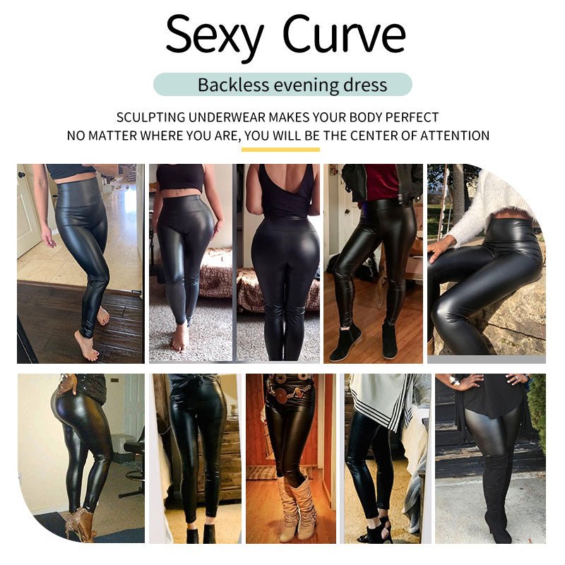 High Waist Faux Leather Leggings Women Non See-through Thick PU Leggings Hip Push Up Slim Pants Fitness Panties Butt Lifter