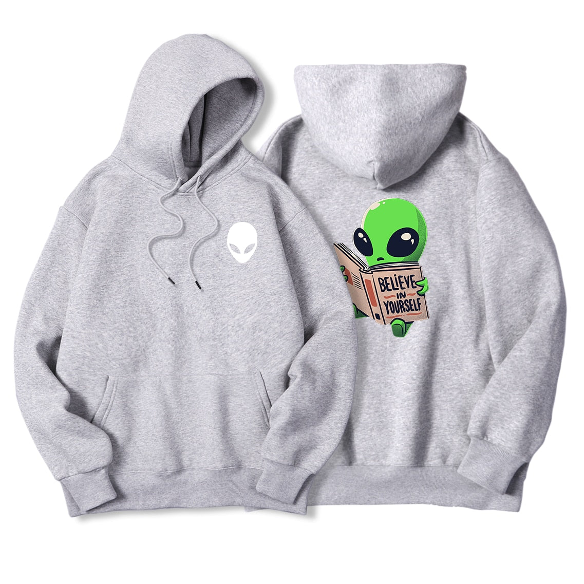 Cartoon Alien Believe In Yourself Hoodies Men Funny Hip Hop Sweatshirts Autumn Cool Casual Hooded Male Fashion Harajuku Hoodie