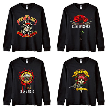 2022 New Fashion Rock Guns N Rose Band Long Sleeve T-shirt Men's Black and White Heavy Metal Top 3D Printing Hip Hop Large M-3XL Foreverking