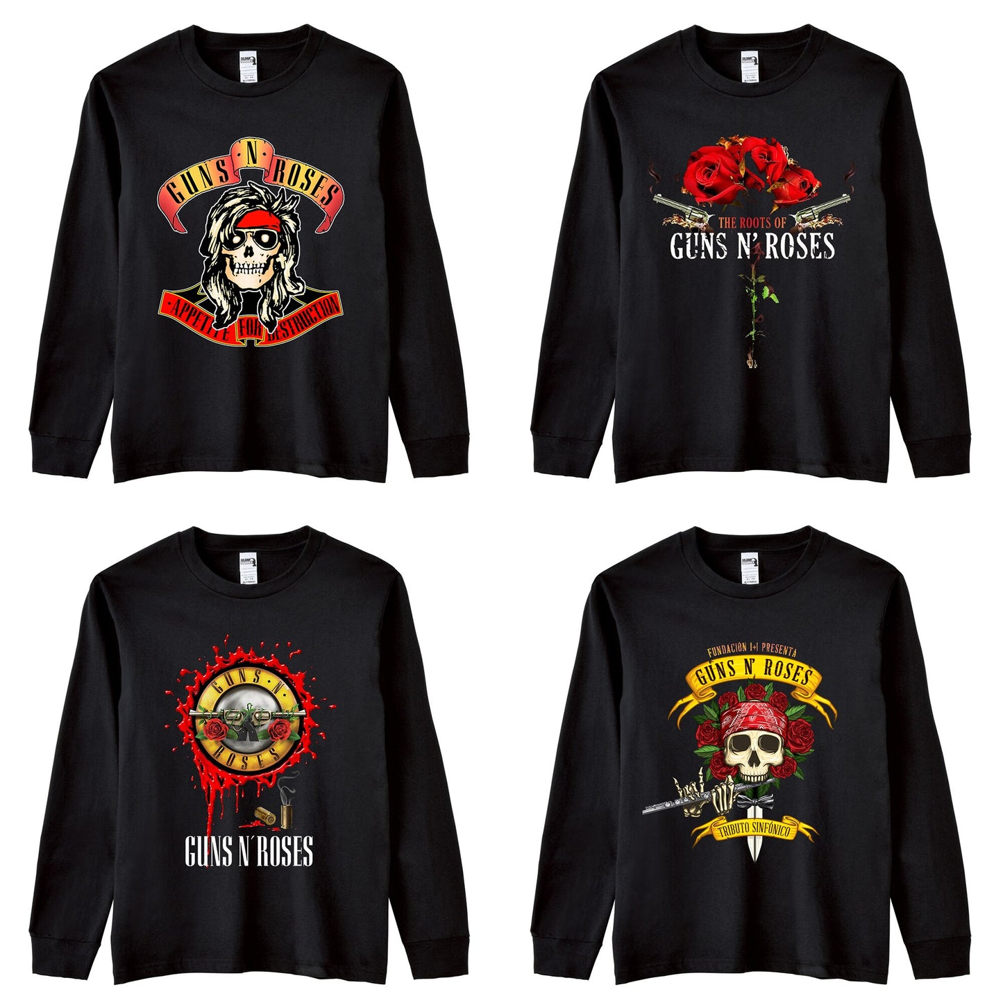 2022 New Fashion Rock Guns N Rose Band Long Sleeve T-shirt Men's Black and White Heavy Metal Top 3D Printing Hip Hop Large M-3XL Foreverking
