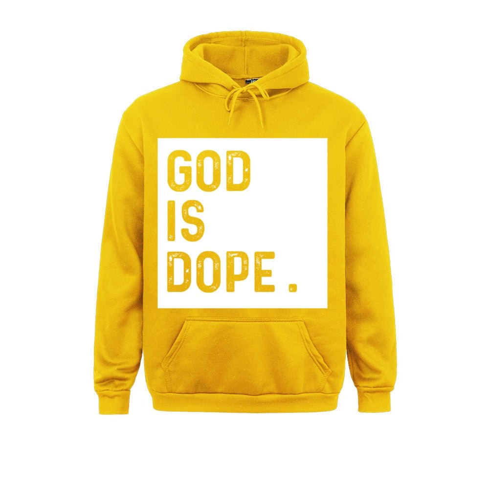 Hip Hop Mens Sweatshirts GOD IS DOPE Hoodie WHITE Funny Christian Faith Believer Gift Pullover Hoodie Hoodies Hoods Long Sleeve