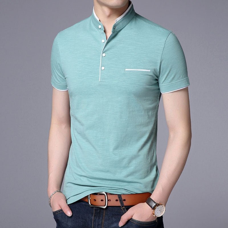 2022 New Fashion Brand Polo Shirt Mens Summer Mandarin Collar Slim Fit Solid Color Button Breathable Polos Casual Men Clothing 2022 New Fashion Brand Polo Shirt Mens Summer Mandarin Collar Slim Fit Solid Color Button Breathable Polos Casual Men Clothing Foreverking