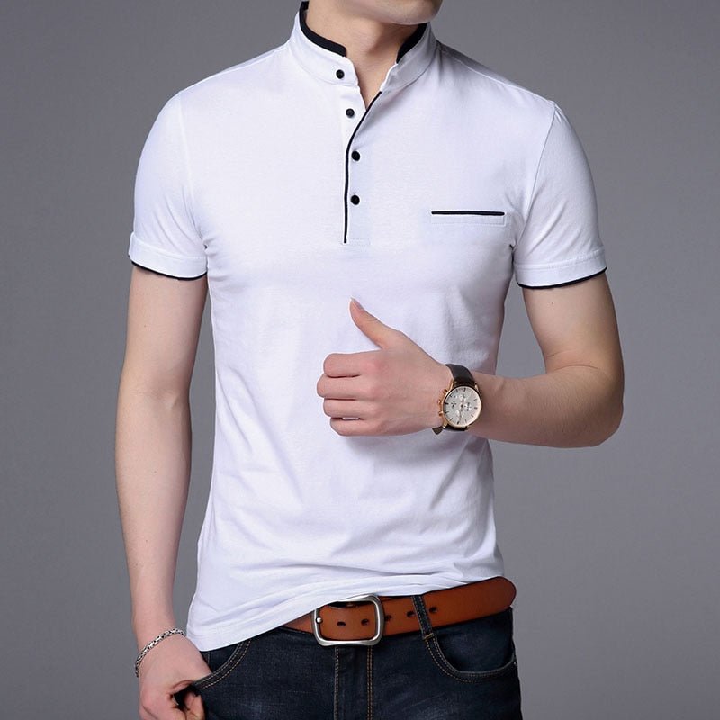 2022 New Fashion Brand Polo Shirt Mens Summer Mandarin Collar Slim Fit Solid Color Button Breathable Polos Casual Men Clothing 2022 New Fashion Brand Polo Shirt Mens Summer Mandarin Collar Slim Fit Solid Color Button Breathable Polos Casual Men Clothing Foreverking