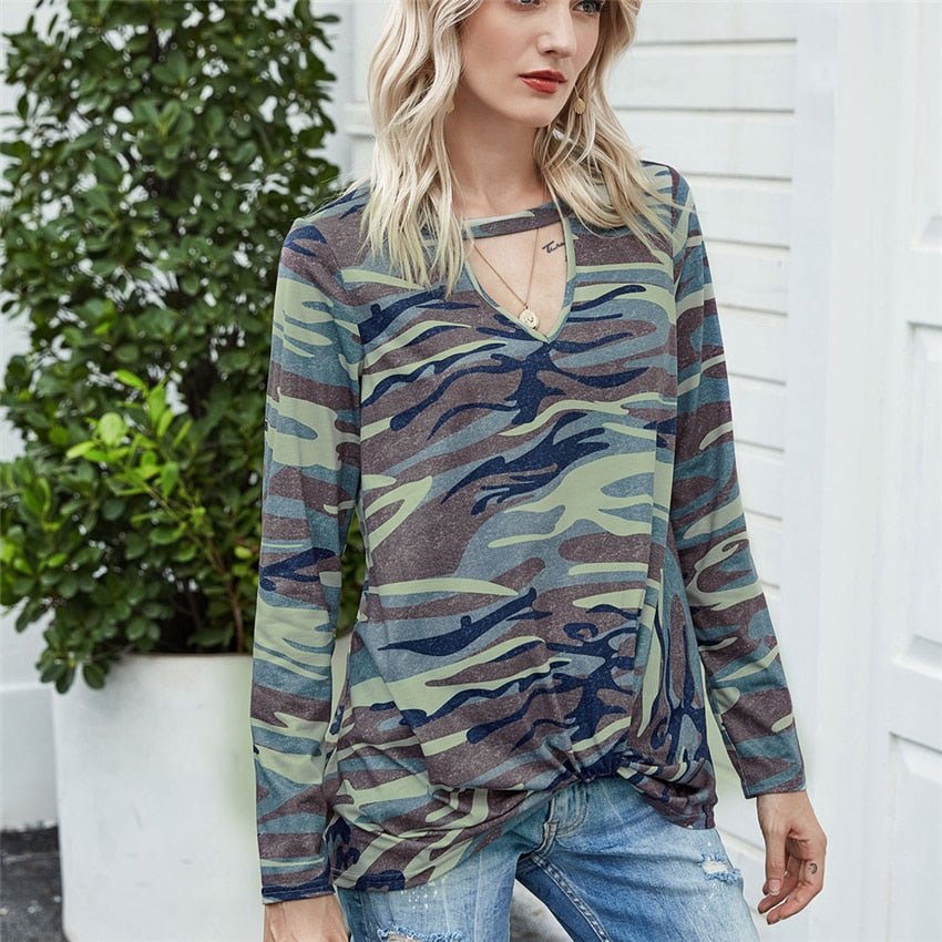 Leopard T-shirt Hollow Out V-neck Tops Tee Women Autumn Loose Top 2022 Fashion Knot Long Sleeve Tee Shirts Female Tee Leopard T-shirt Hollow Out V-neck Tops Tee Women Autumn Loose Top 2022 Fashion Knot Long Sleeve Tee Shirts Female Tee Foreverking