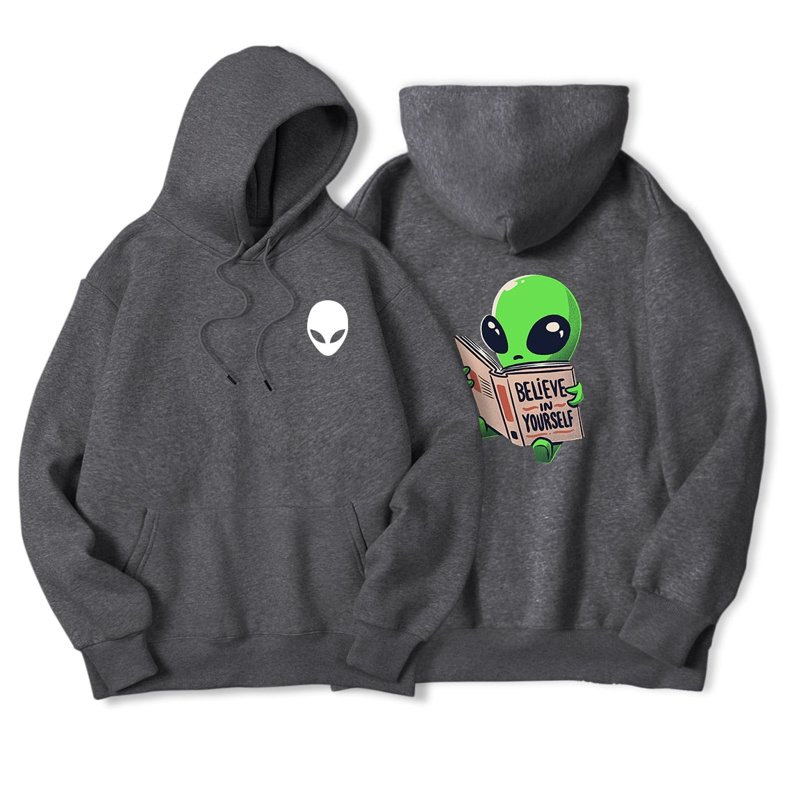 Cartoon Alien Believe In Yourself Hoodies Men Funny Hip Hop Sweatshirts Autumn Cool Casual Hooded Male Fashion Harajuku Hoodie