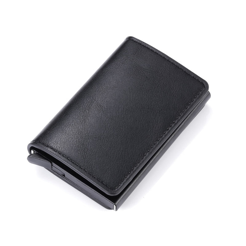 Customized Wallet 2022 Credit Card Holder Men Customized Wallet 2022 Credit Card Holder Men Wallet RFID Aluminium Box Bank Card Holder Vintage Leather Wallet with Money Clips Foreverking