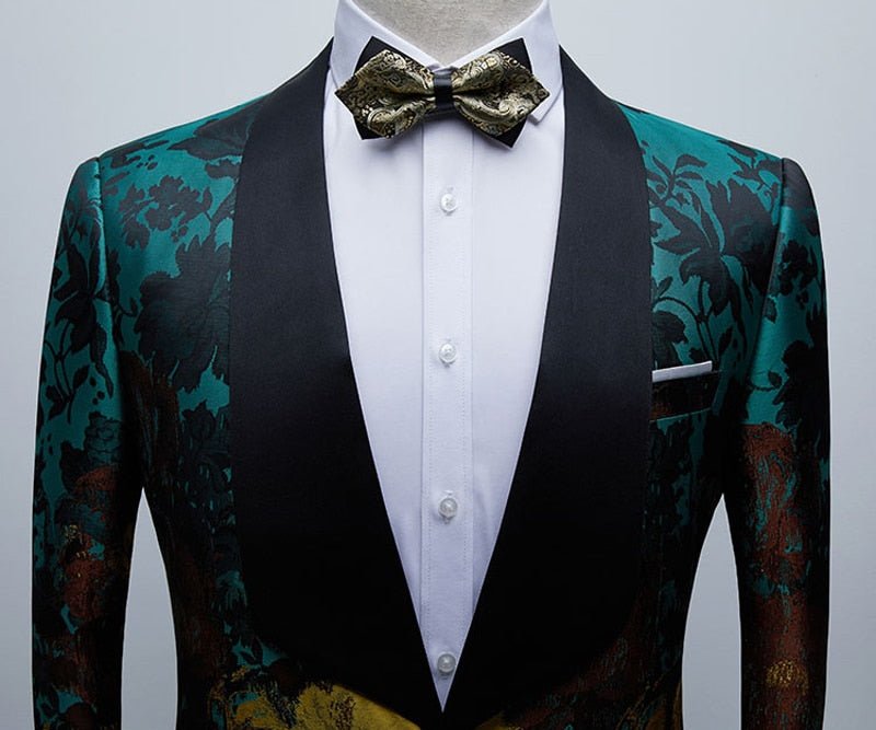 Mens Luxury Floral Print Green Dress Blazers One Button Shawl Lapel Men Tuxedo Suit Jacket Dinner Wedding Party Costume Homme Mens Luxury Floral Print Green Dress Blazers One Button Shawl Lapel Men Tuxedo Suit Jacket Dinner Wedding Party Costume Homme Foreverking