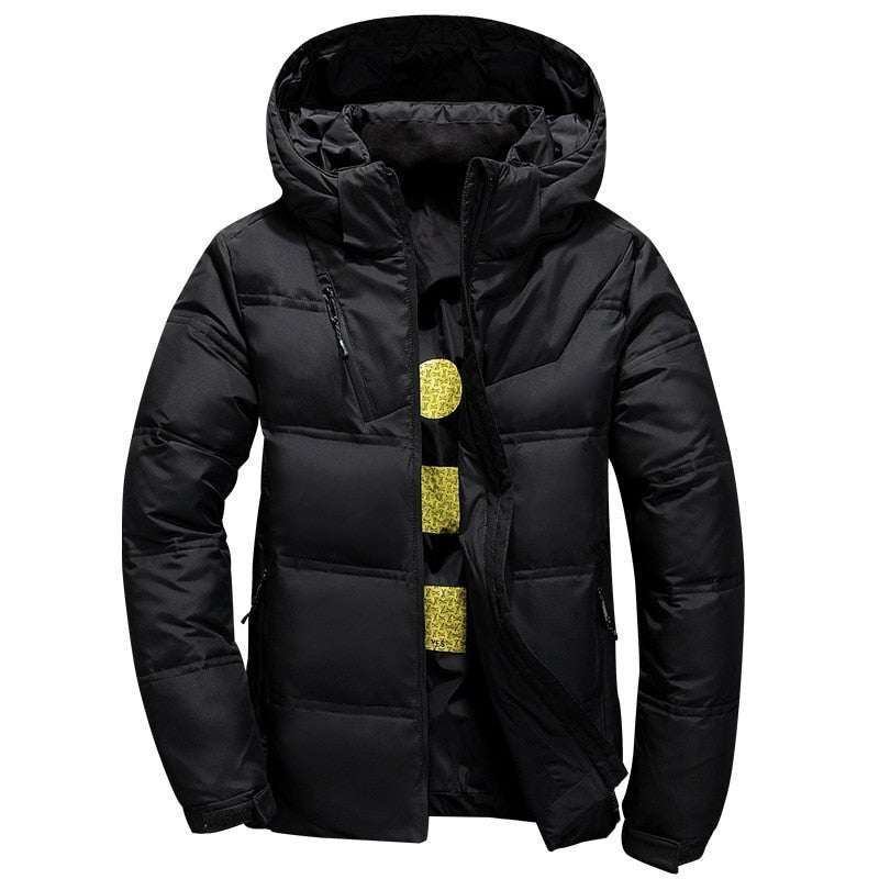 New White Duck Down Jacket Men Winter Warm Solid Color Hooded Down Coats Thick Duck Parka Mens Down Jackets Winter Outdoor Coat Foreverking