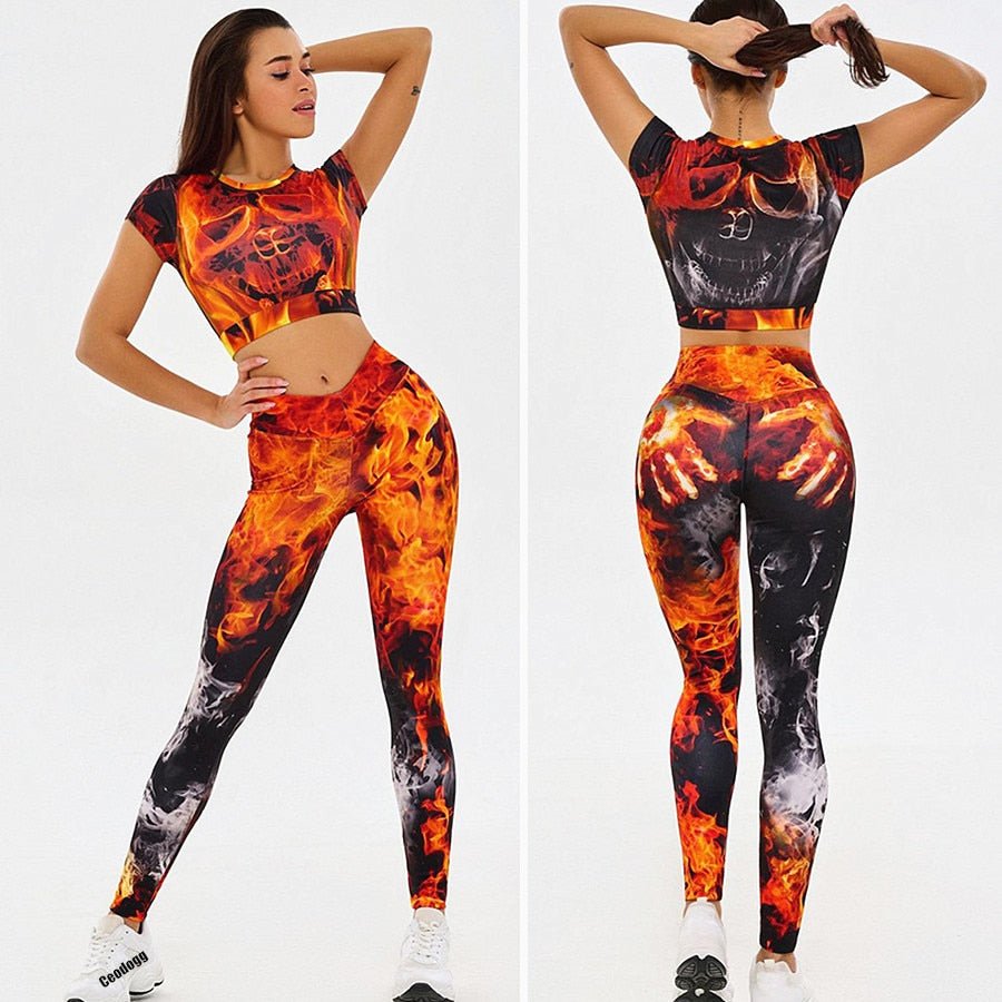 Fire Tracksuit Women 2022 Sports Tights Woman Suit Workout Seamless Skull Yoga Set Sportswear FITNESS T SHIRT Leggings Push Up Fire Tracksuit Women 2022 Sports Tights Woman Suit Workout Seamless Skull Yoga Set Sportswear FITNESS T SHIRT Leggings Push Up Foreverking