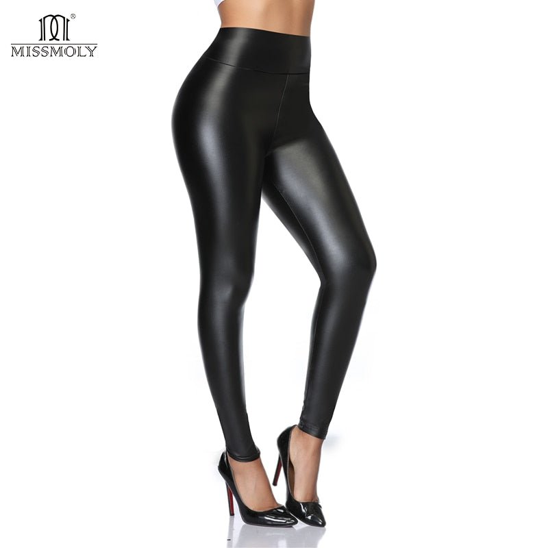 High Waist Faux Leather Leggings Women Non See-through Thick PU Leggings Hip Push Up Slim Pants Fitness Panties Butt Lifter