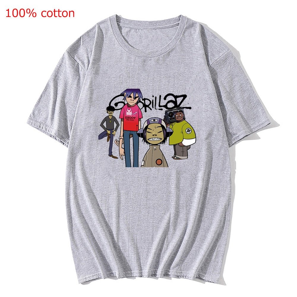British Virtual Band Gorillaz T-shirts Printed Streetshirts Casual Short-sleeve Men Women&#39;s Shirt Urban Oversized Female T Shirt