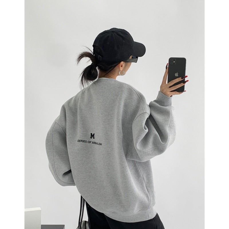 Women's Clothing Grey Vintage Pullover Letter Embroidery Long Sleeves Casual Street Hip Hop Oversize Baggy Ladies Tops Autumn Women's Clothing Grey Vintage Pullover Letter Embroidery Long Sleeves Casual Street Hip Hop Oversize Baggy Ladies Tops Autumn Foreverking