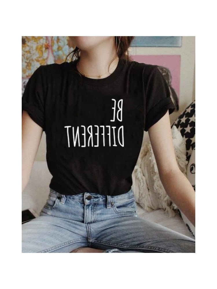Be Different Tshirts Funny Quote T Shirt Summer Fashion Hipster Slogan Tees Women Casual T-shirts Camisetas Summer Quote Shirt