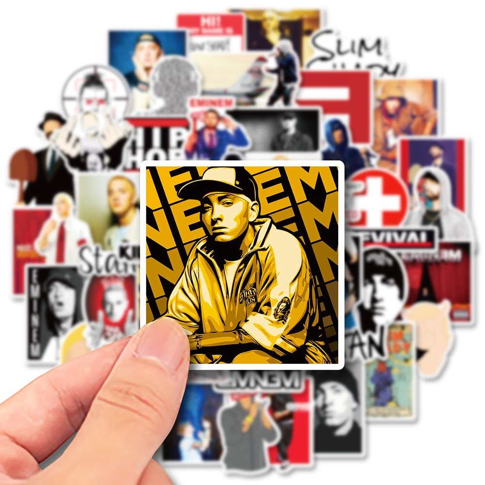 10/30/50PCS Eminem Singer Rapper Hip Hop Stickers Car Motorcycle Travel Luggage Phone Guitar Laptop Cartoon Cool Sticker Kid Toy