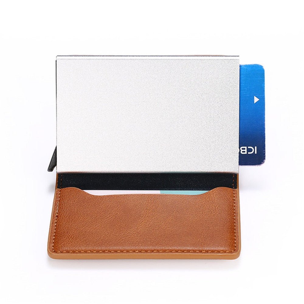 Customized Wallet 2022 Credit Card Holder Men Customized Wallet 2022 Credit Card Holder Men Wallet RFID Aluminium Box Bank Card Holder Vintage Leather Wallet with Money Clips Foreverking