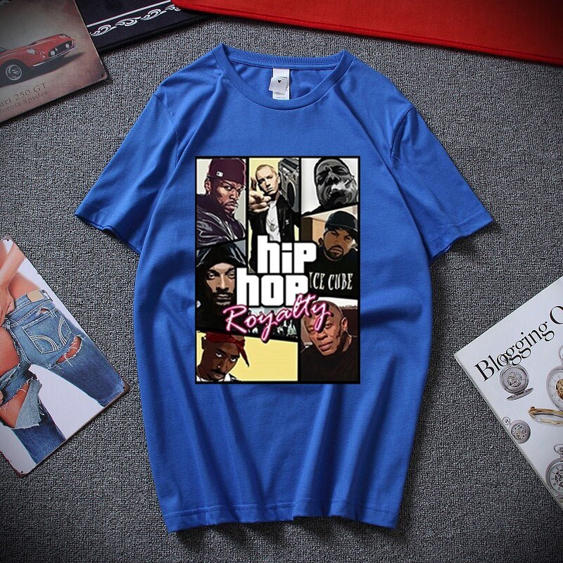 Summer Street Hip Hop Culture Dr Dre Eminem 2 Pac Biggie Top Rapper Print Personality Unisex T-Shirt Brand Tees Tops Men T shirt