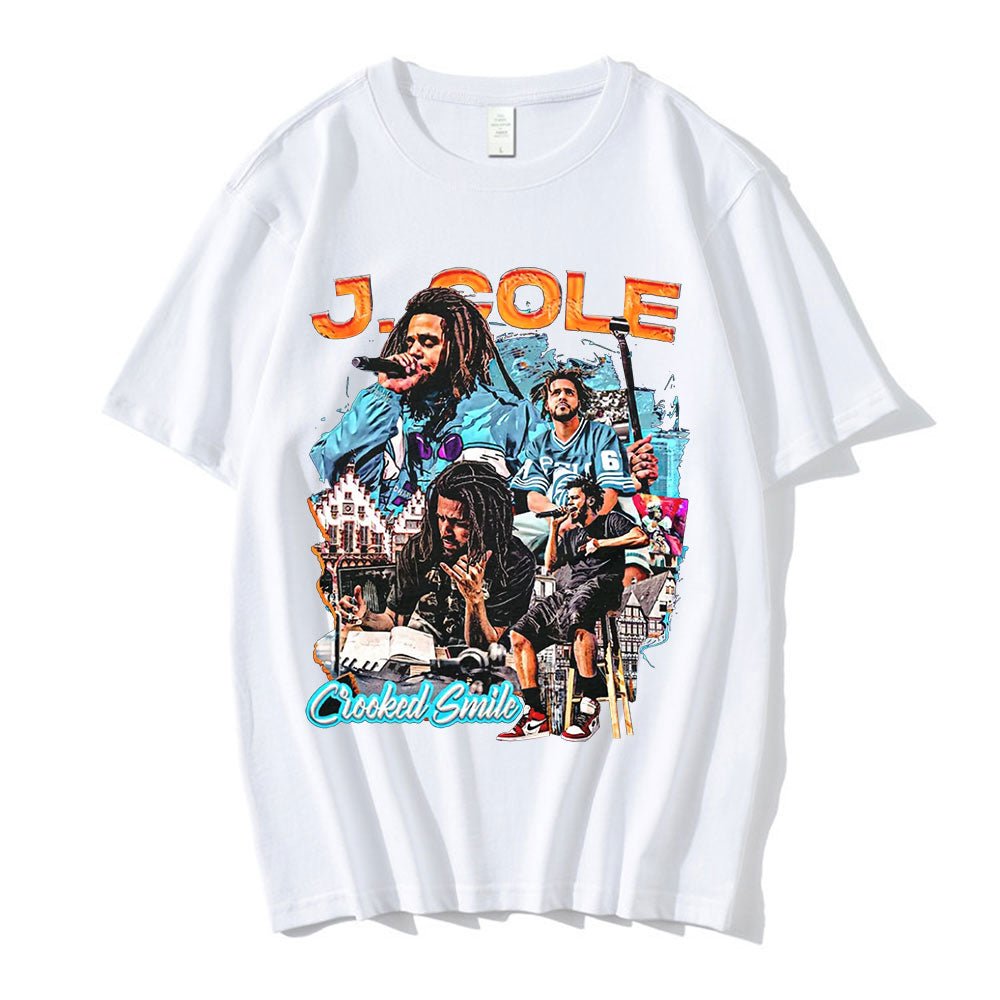 Fashion Rapper J Cole Crooked Smile Fashion Rapper J Cole Crooked Smile Summer T-Shirt Harajuku Men Women Graphic Print Tees Black Short Sleeve Tshirt Streetwear Foreverking