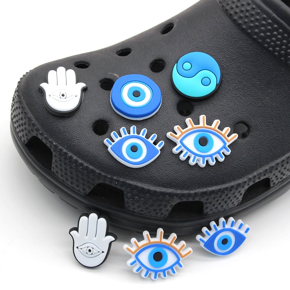 New jibz 1pcs cartoon evil eye Shoe Charms New jibz 1pcs cartoon evil eye Shoe Charms DIY Tai Chi clogs Shoe Aceessories Fit croc Sandals Decorate buckle Unisex kids Gifts Foreverking