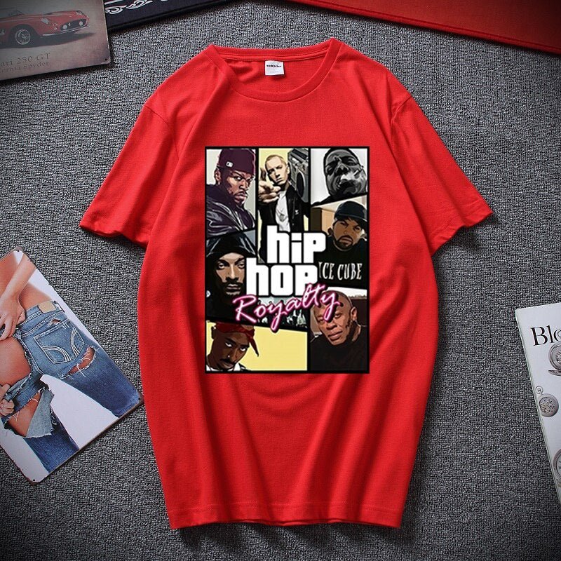Summer Street Hip Hop Culture Dr Dre Eminem 2 Pac Biggie Top Rapper Print Personality Unisex T-Shirt Brand Tees Tops Men T shirt
