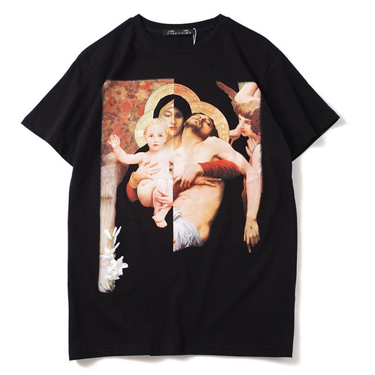DUYOU Madonna Embrace Jesus Tshirts Funny Virgin Mary Mens Hip Hop Casual Cotton Short Sleeve T Shirts Male Streetwear Tees freeshipping - Foreverking