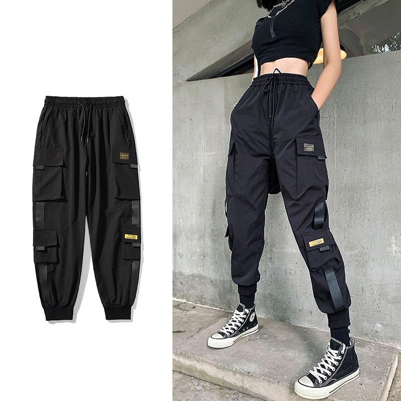 Streetwear Black Pants Women Korean Style Elastic Waist Sweatpants Baggy Pants Summer Autumn Hip Hop Harajuku Trousers Women freeshipping - Foreverking