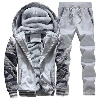 Winter Inner Fleece Hoodies Men 2022 Casual Hooded Warm Sweatshirts Male Thicken Tracksuit 2PC Jacket+Pants freeshipping - Foreverking