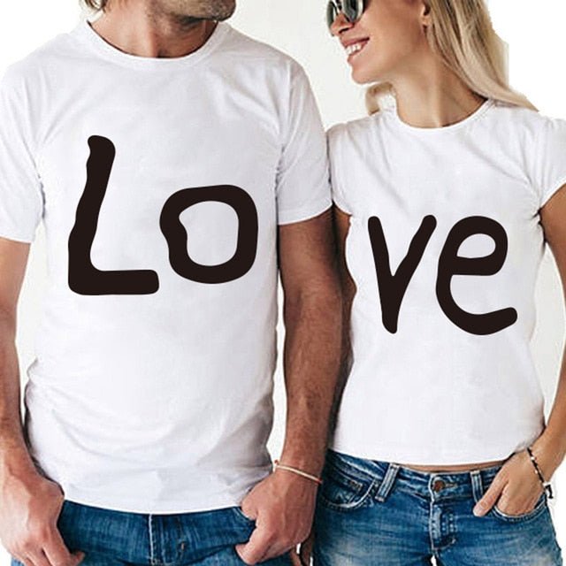 Couple T-shirt Summer Couple LOVE Printed Clothes Couple Tshirt Christmas Casual Cotton Short Sleeve Tees Brand Loose Couple Top freeshipping - Foreverking