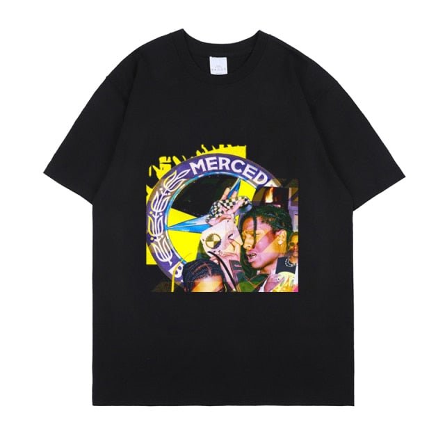 Hot Sale ASAP Rocky Portrait Graphic Aesthetics T-shirts Hip Hop Cotton Short Sleeve Loose freeshipping - Foreverking