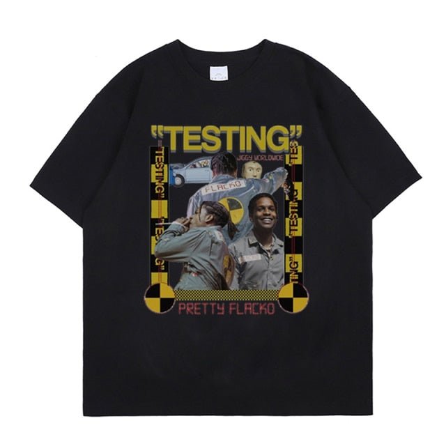 Hot Sale ASAP Rocky Portrait Graphic Aesthetics T-shirts Hip Hop Cotton Short Sleeve Loose freeshipping - Foreverking