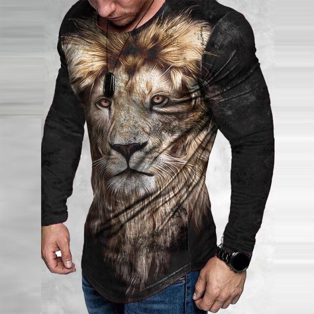 Vintage Lion Printing Fashion T Shirt Mens 2022 Men Streetwear  Tops freeshipping - Foreverking
