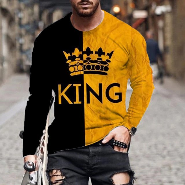 New men KING printing long-sleeved T-shirt freeshipping - Foreverking