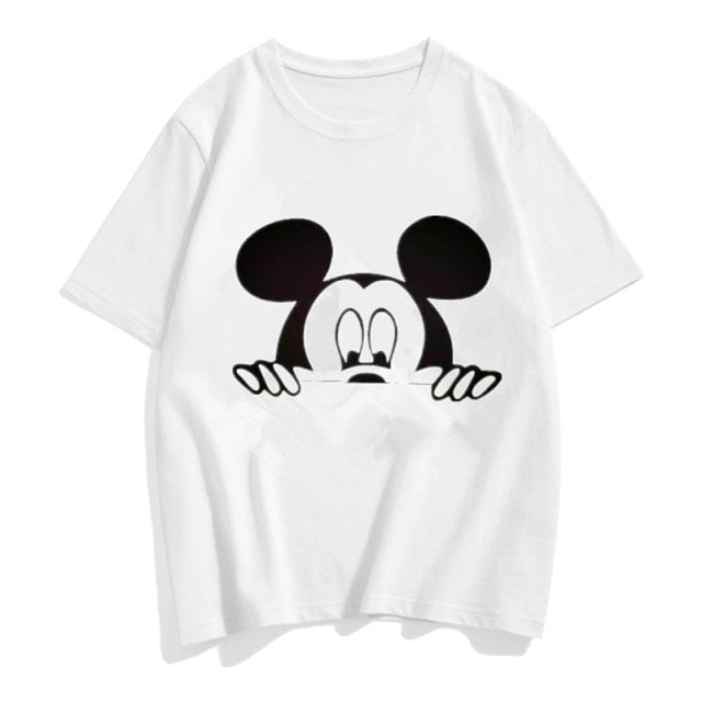 Three Mickey Mouse Print Women T shirt Cartoon Summer Top Ladies T Shirt Graphic Female Tee T-Shirt Disney Womens Clothing freeshipping - Foreverking