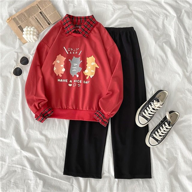 Two Piece Outfit for Women Fall Clothes Long Sleeve Hoodies and Pants Sweat Suits Lounge Wear autumn 90s student Sets Tracksuit freeshipping - Foreverking