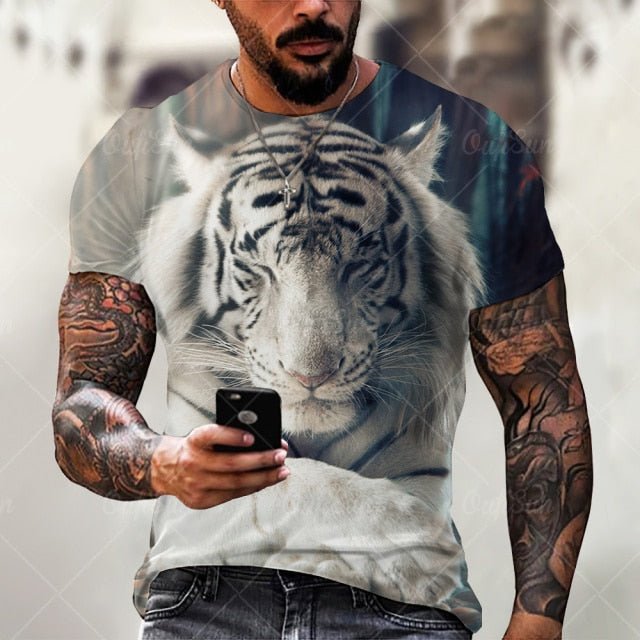 Tiger Lion Printed T-Shirts, Fashionable Round Neck Short Sleeve Street Clothes, Hip-Hop T-Shirts, Summer freeshipping - Foreverking