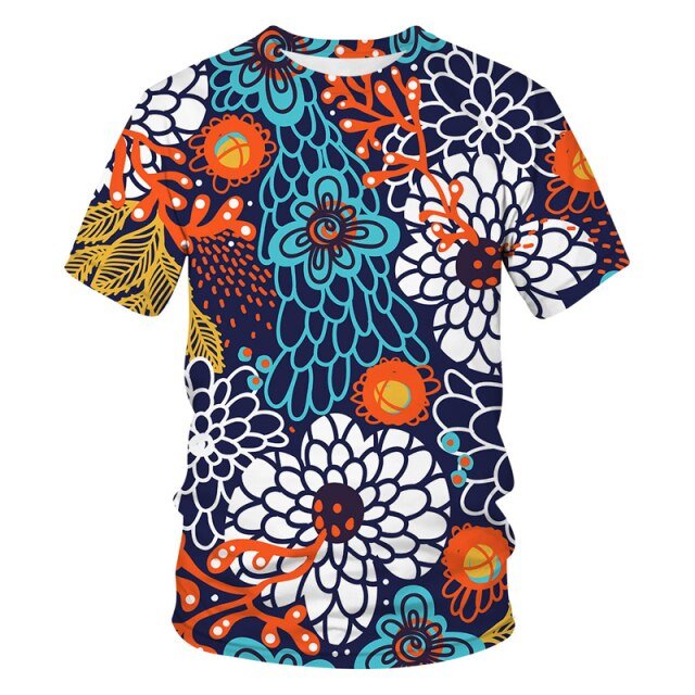 2022 Summer Fashion New rose 3D flower Printing Pattern Men&#39;s Short Sleeve Trend Casual T-shirt Apparel art Men clothing Tops freeshipping - Foreverking