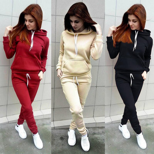 Women's fitted Sweat Suit Gym Running Fitness  Jogging Set freeshipping - Foreverking