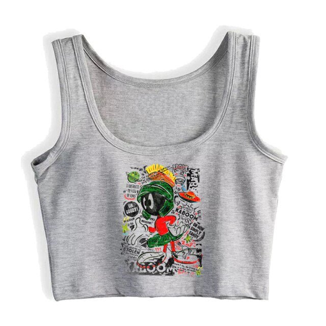 Crop Top Women Looney Tunes Marvin The Martian Emo Grunge Y2k Aesthetic Tank Top Female Clothes freeshipping - Foreverking
