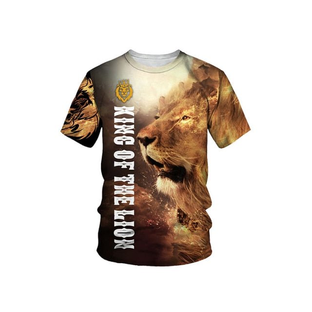 2021 Summer King Of The Forest Lion Graphic t shirts New 3D Animal Print Men&#39;s T-shirt Casual hip hop Fashion streetwear Tops freeshipping - Foreverking