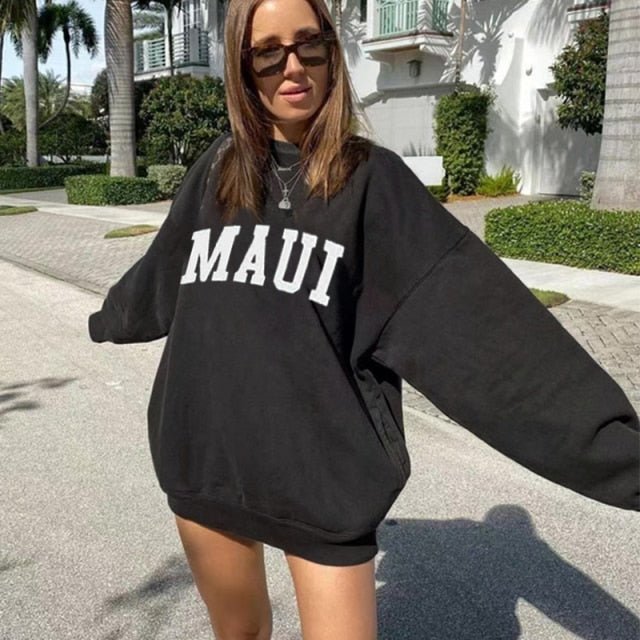 Oversized Sweatshirt Women 2022 Crewneck Pullover Spring Long Sleeve Letter Clothes for Women Casual Loose Hoodie Streetwear freeshipping - Foreverking
