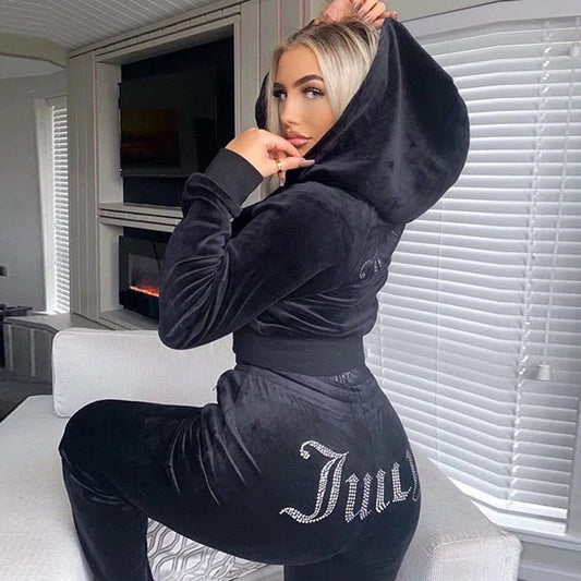 Juicy Tracksuit Women Velvet Juicy Tracksuit Coutoure Couture Track Suit Two Piece Set Coture Sweatsuits For Women Pants Stes freeshipping - Foreverking
