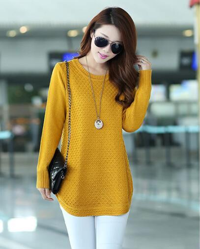 Autumn Winter Sweater Women Round Neck Pullover Knit Sweater Loose Long Sleeves Female Tops Bottom Shirt Sweaters Top Autumn Winter Sweater Women Round Neck Pullover Knit Sweater Loose Long Sleeves Female Tops Bottom Shirt Sweaters Top Foreverking