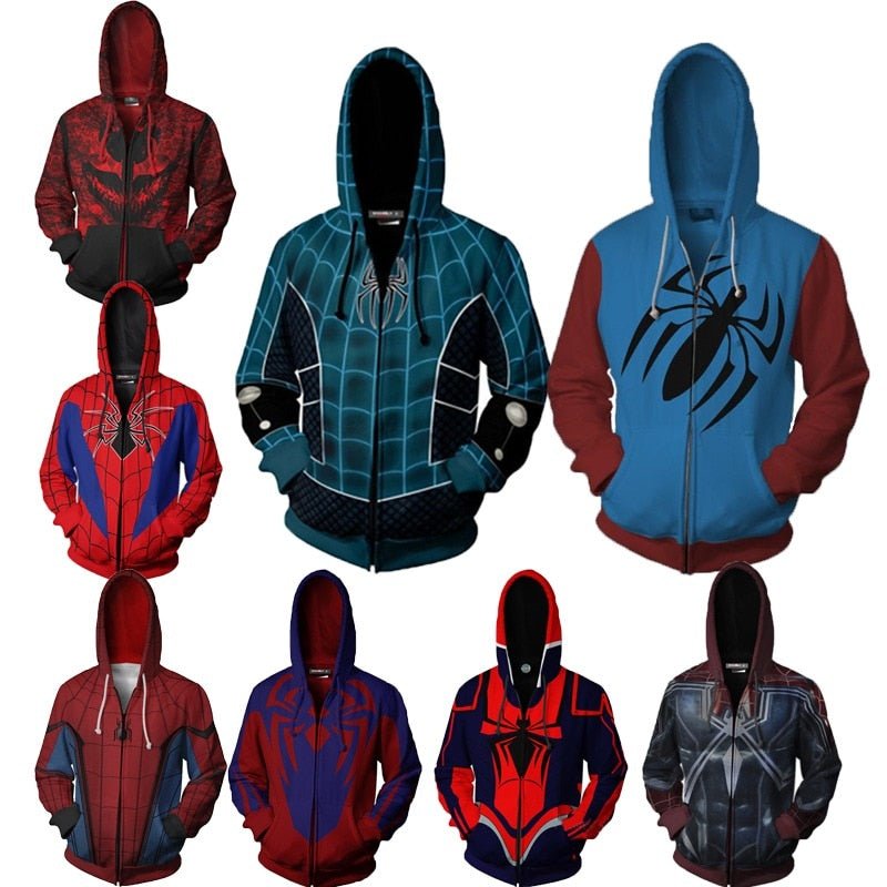 Superhero Far From Home Cosplay Costume Men&#39;s Hoodie Sweatshirt Hat Jacket Marvel Spiderman Peter Parker Streetwear Zip Set freeshipping - Foreverking