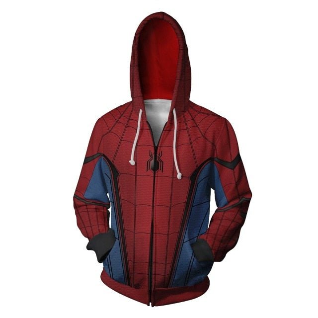 Superhero Far From Home Cosplay Costume Men&#39;s Hoodie Sweatshirt Hat Jacket Marvel Spiderman Peter Parker Streetwear Zip Set freeshipping - Foreverking