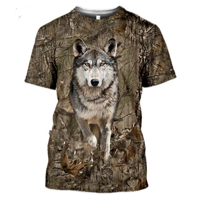Summer Casual  Outdoor T-shirt Camouflage Hunting Animal Lion 3D printing Top Fashion O-Neck Street Punk Oversized T-Shirt freeshipping - Foreverking
