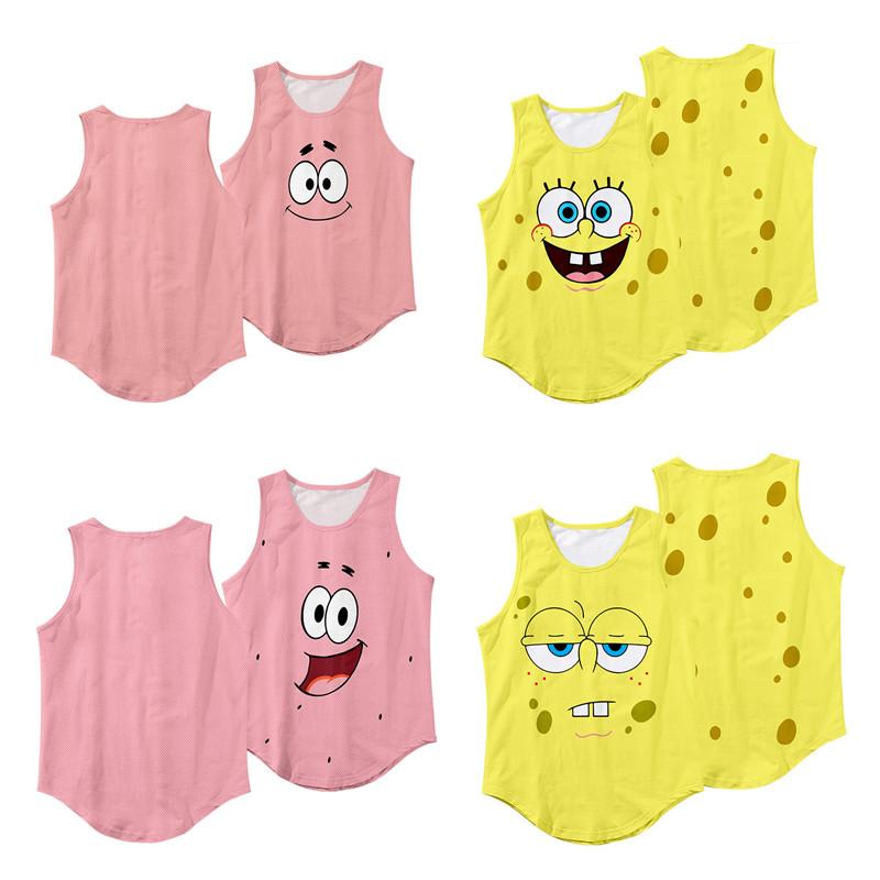 Spongebob Squarepants Cartoon Anime Series Patrick Star Flow of The Tide Vest Sleeveless T-Shirt Boy Girls Holiday Gift freeshipping - Foreverking