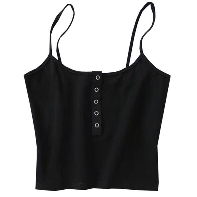 Summer 2022 Sexy Party Tops Backless Hollow Out Fitness Sleeveless Short Crop Tops Camisoles Streetwear Black Lace Up Crop Tops freeshipping - Foreverking