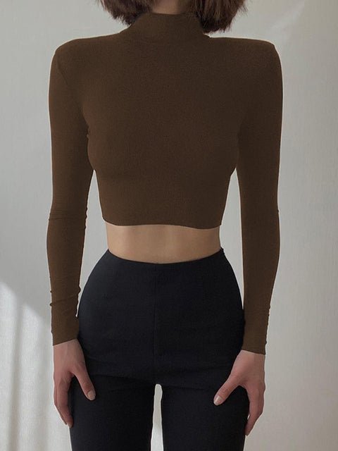 HEYounGIRL Solid Nude Turtleneck Cropped T Shirt Women Autumn Casual Long Sleeve T-shirt Ladies Skinny Basic Tee Shirt Femme HEYounGIRL Solid Nude Turtleneck Cropped T Shirt Women Autumn Casual Long Sleeve T-shirt Ladies Skinny Basic Tee Shirt Femme Foreverking
