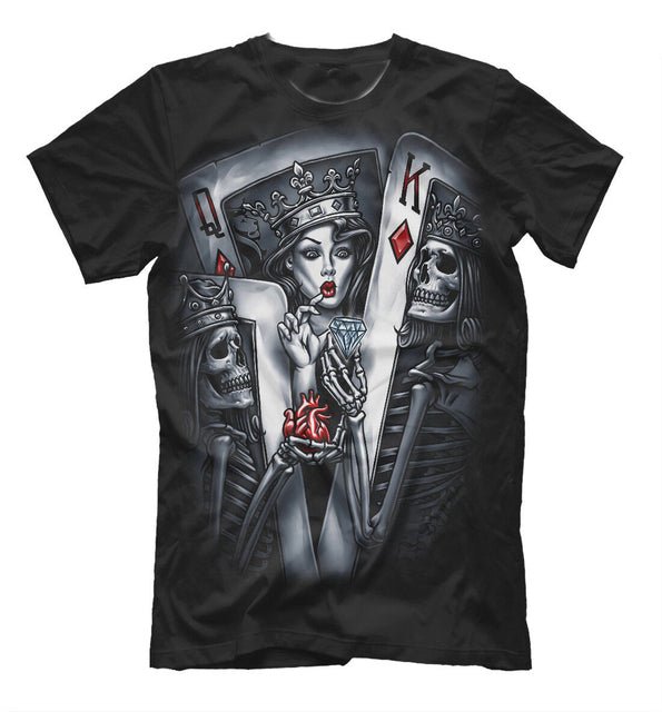 Funny Skull King Lady of Diamonds Playing Cards Hipster T-Shirt. Summer Cotton Short Sleeve O-Neck Mens T Shirt New S-3XL Funny Skull King Lady of Diamonds Playing Cards Hipster T-Shirt. Summer Cotton Short Sleeve O-Neck Mens T Shirt New S-3XL Foreverking